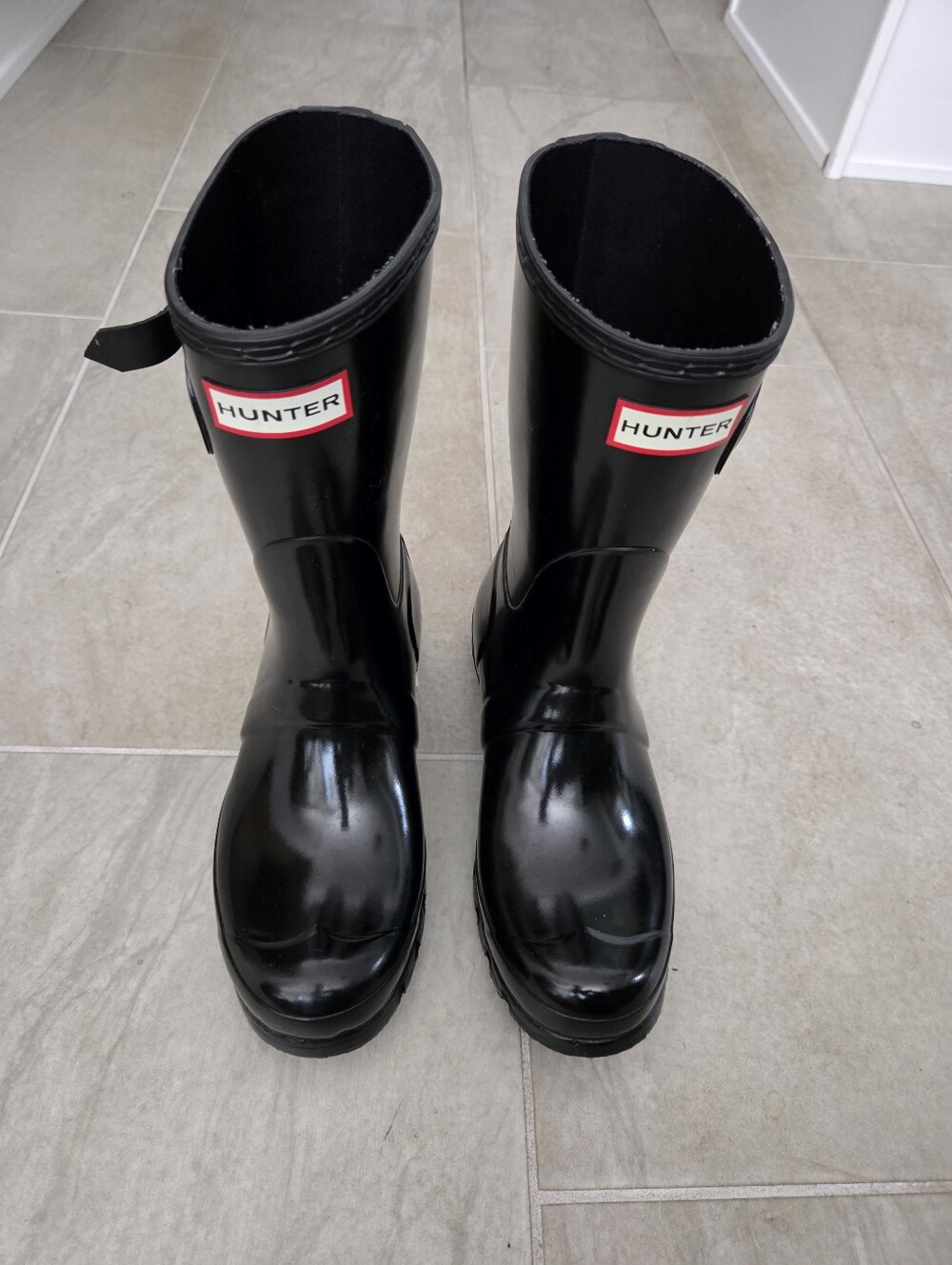 Hunter Short Glossy Black Rain Boots